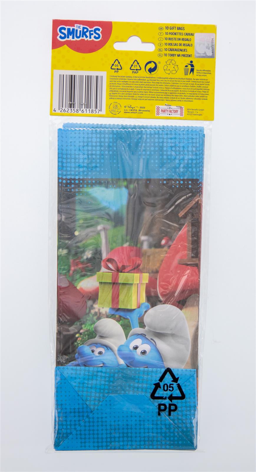 Die Schlümpfe Party-Tüte Geschenktasche Papier inkl. Sticker 10 Stk. 3