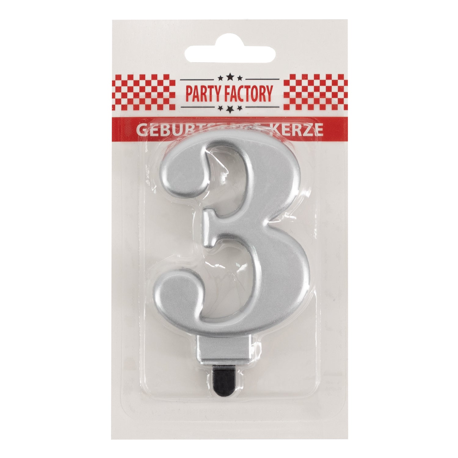 Geburtstags-Kerzen metallic silber Nr. 3 2