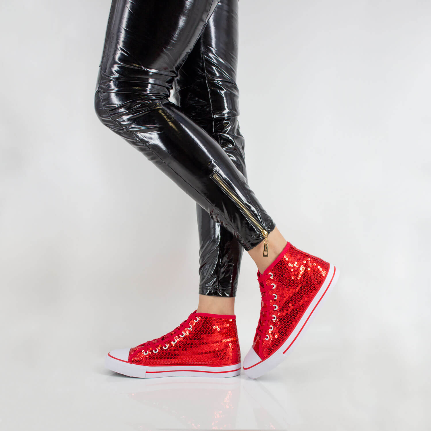 Pailletten Schuhe rot Glitzer Damen Herren Designer Sneaker 37-42 2