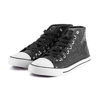 Pailletten Sneaker schwarz Glitzer-Schuhe für Damen Herren Designer Schnürer Größe 37-42