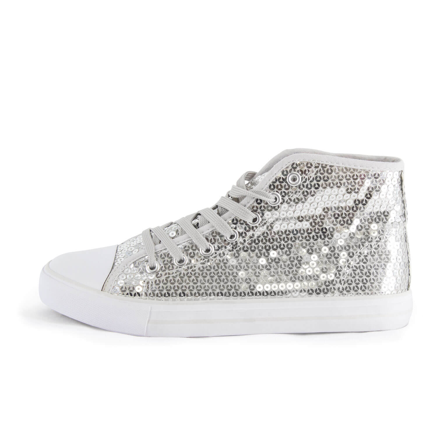Pailletten Sneaker silber Glitzer-Schuhe für Damen Herren Designer Schnürer Größe 37-42 3