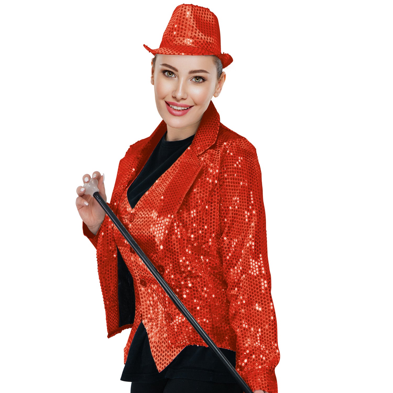 Pailletten Frack Damen - Rot 5