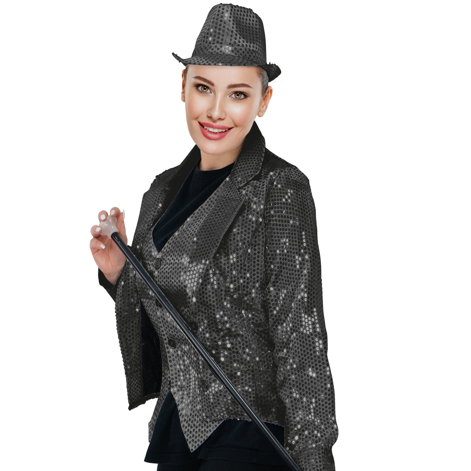 Pailletten Frack Damen - Schwarz