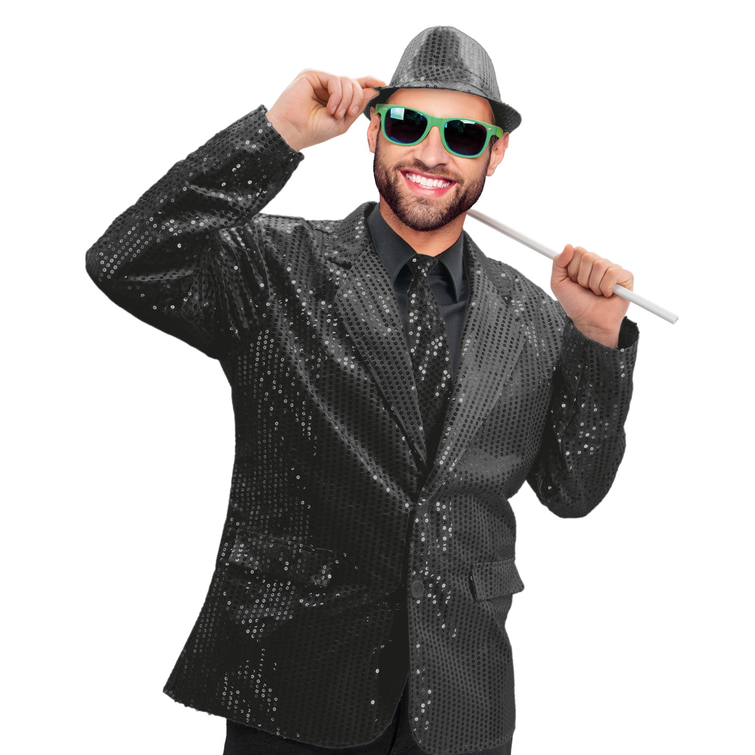 Pailletten Frack Herren - Schwarz