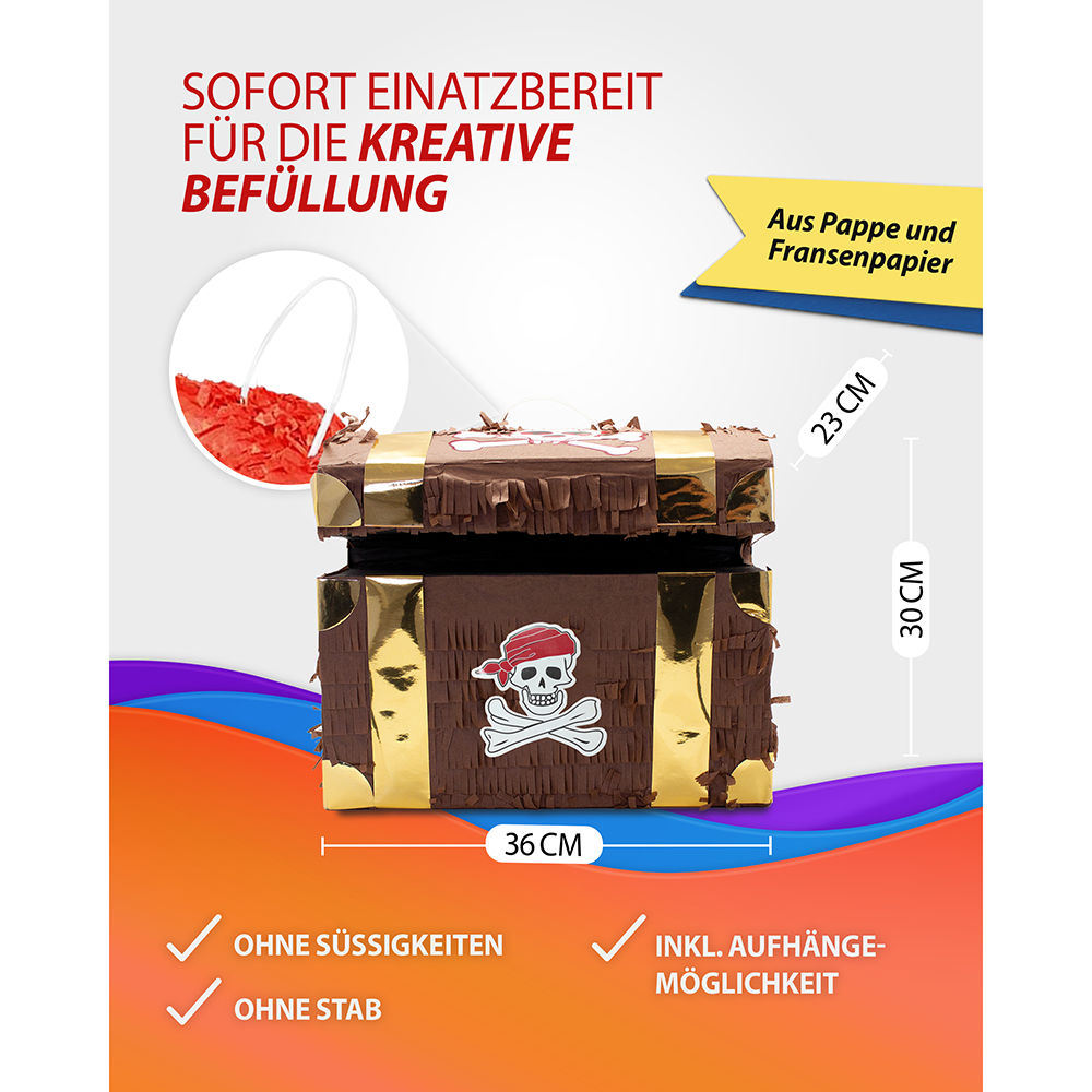 Pinata Schatztruhe für Piraten Partys 4