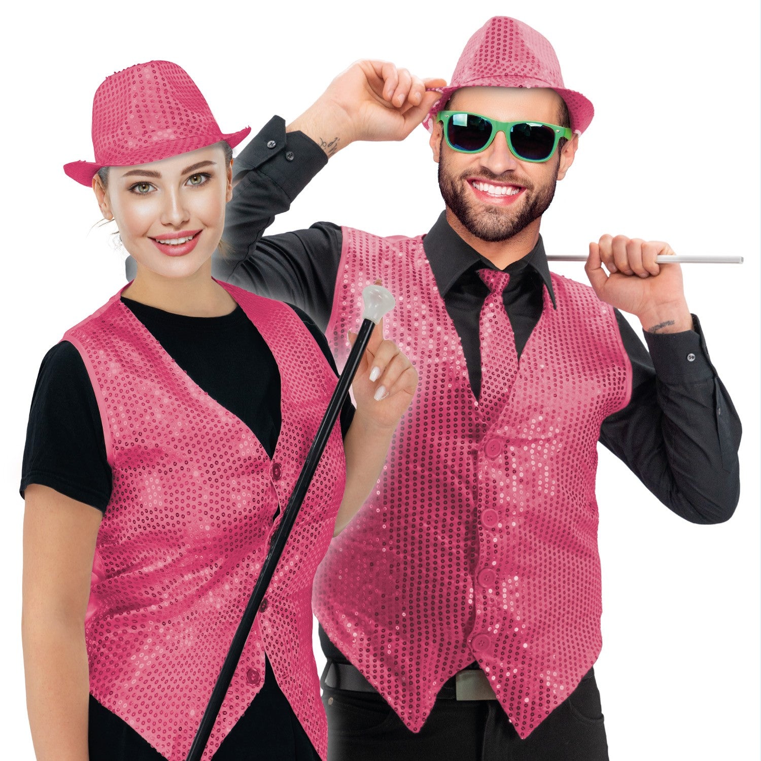 Pailletten Weste unisex - Pink 8