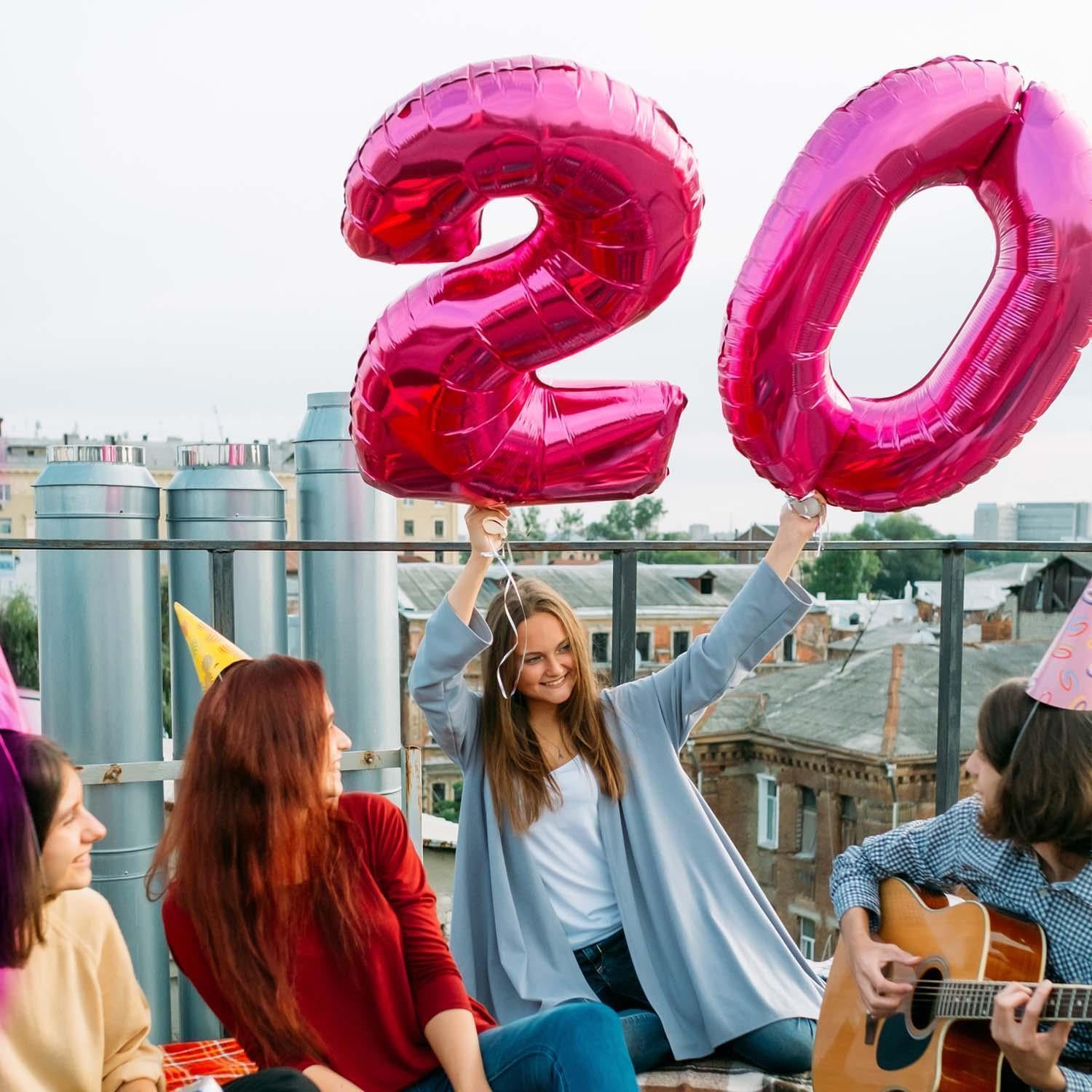 Folienballons Zahlenballon pink 100 cm Zahlen 0 bis 9 glänzend 5