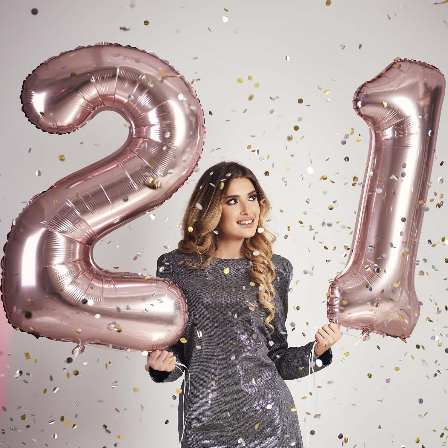 Folienballons Zahlenballon rosé 100 cm Zahl 0 bis 9 glänzend 6