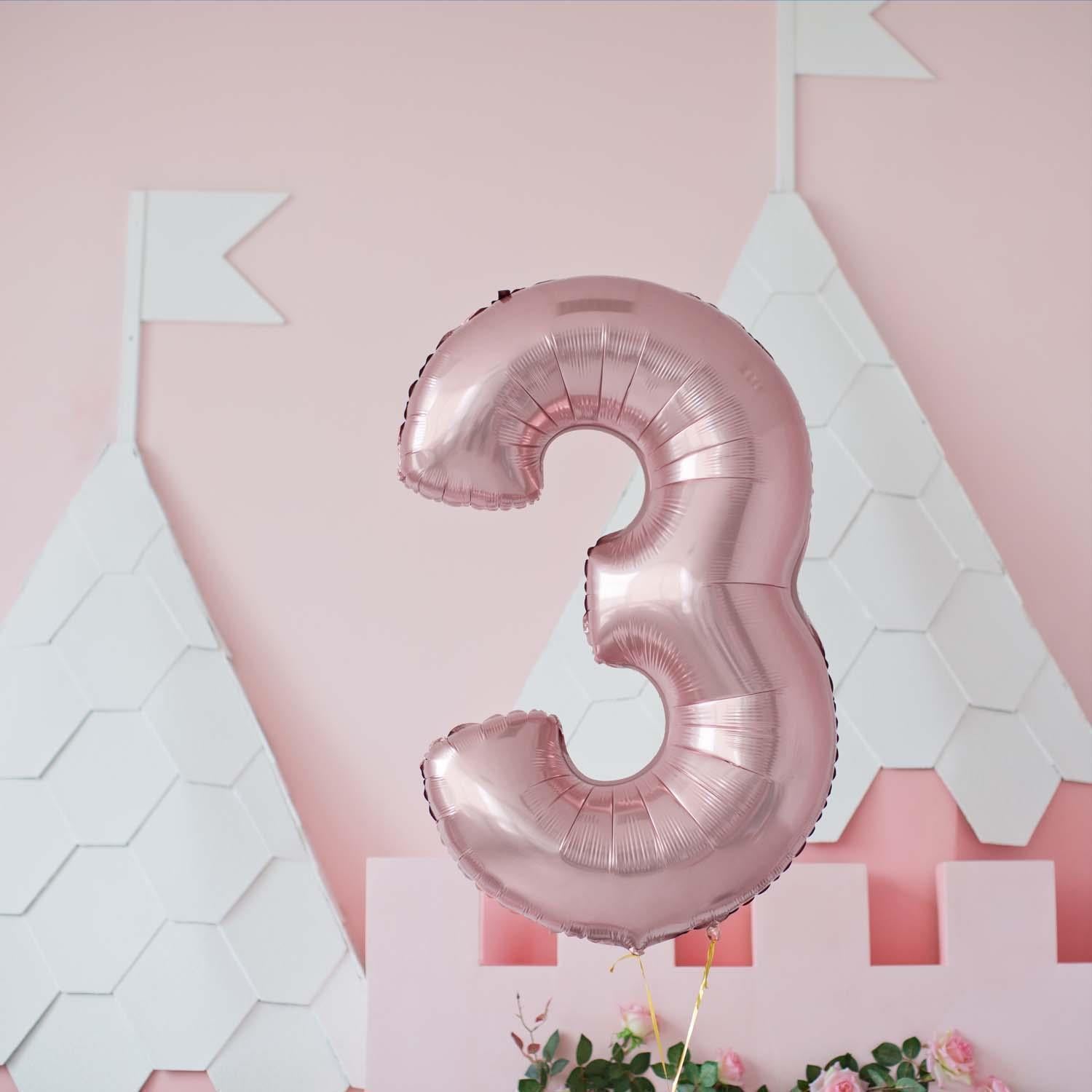 Folienballons Zahlenballon rosé 100 cm Zahl 0 bis 9 glänzend 5