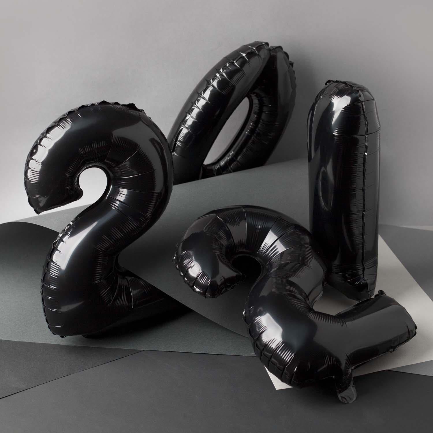 Folienballons Zahlenballon schwarz 100 cm Zahl 0 bis 9 glänzend 4