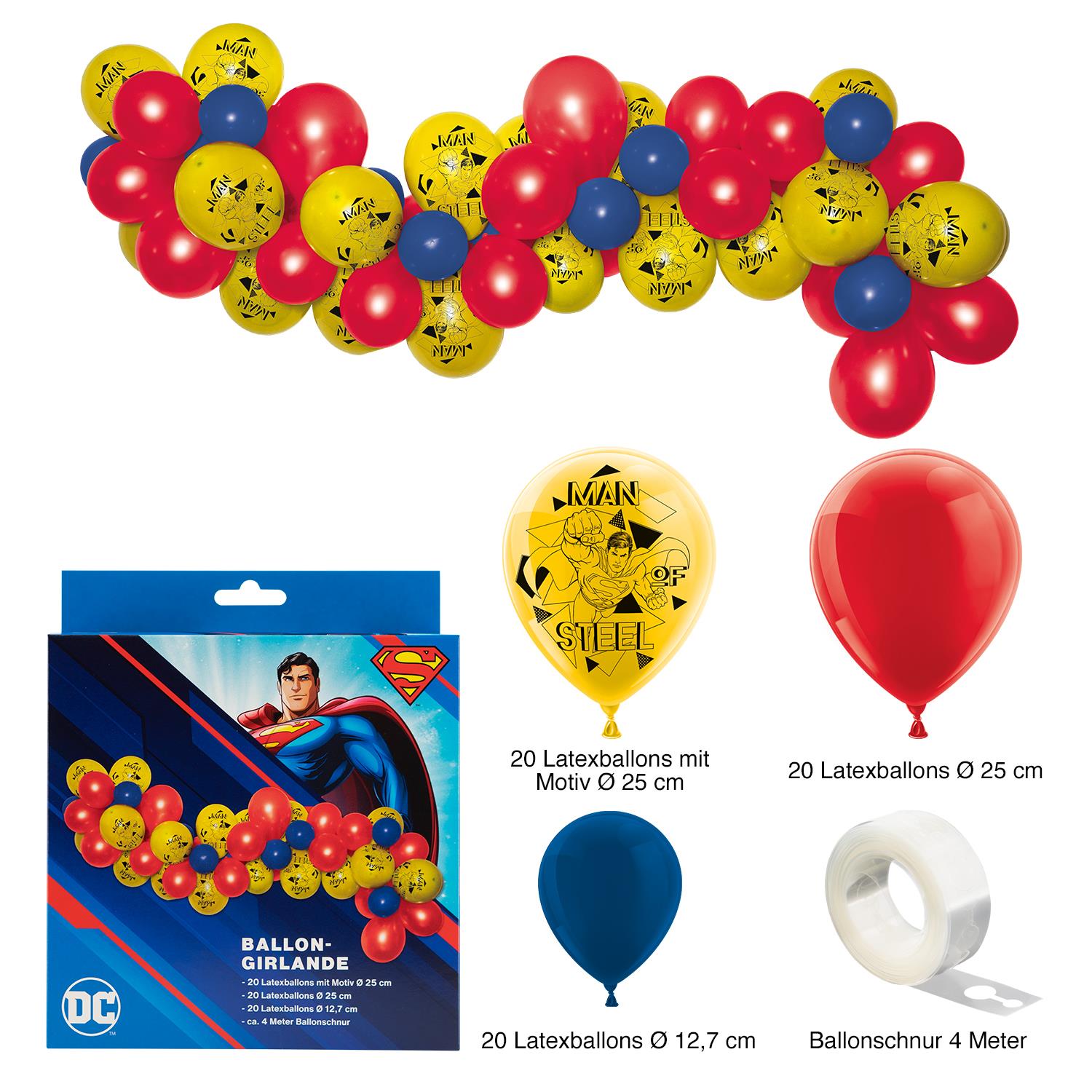 Superman Ballongirlande Set 60-teilig
