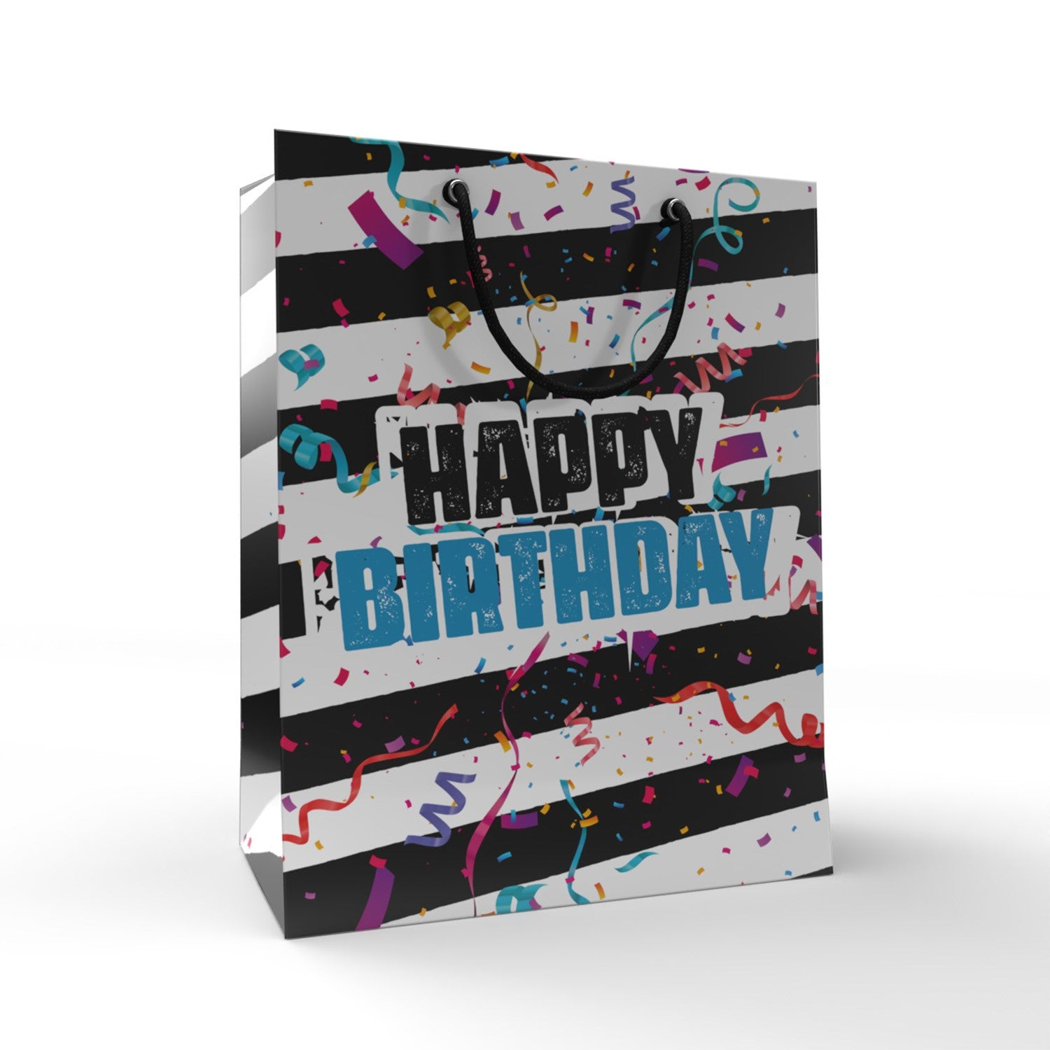 12 Geschenktüten Happy Birthday Schwarz/Weiß