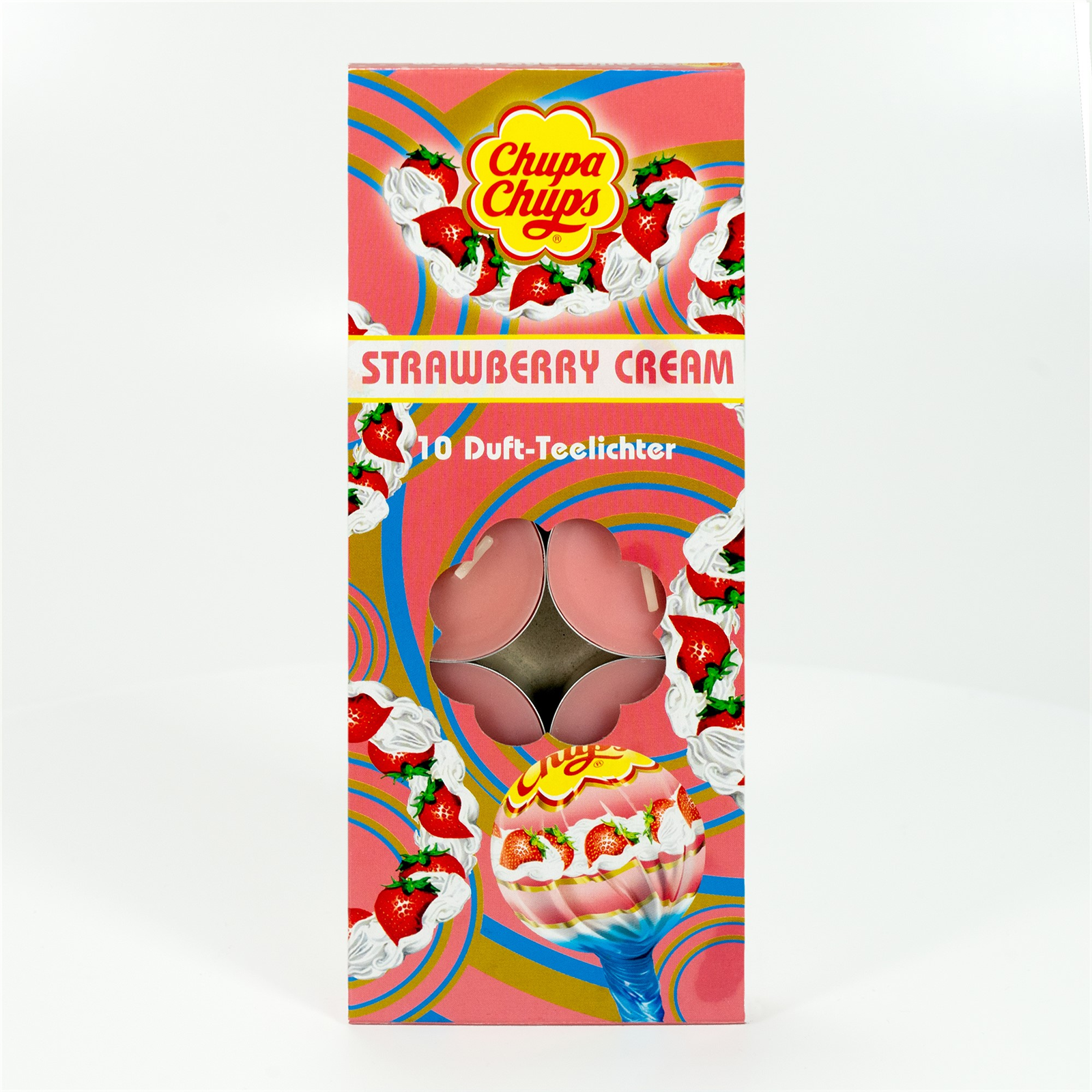 4er Set Chupa Chups Teelichter Strawberry, Cola, Cherry, Strawberry Cream 4