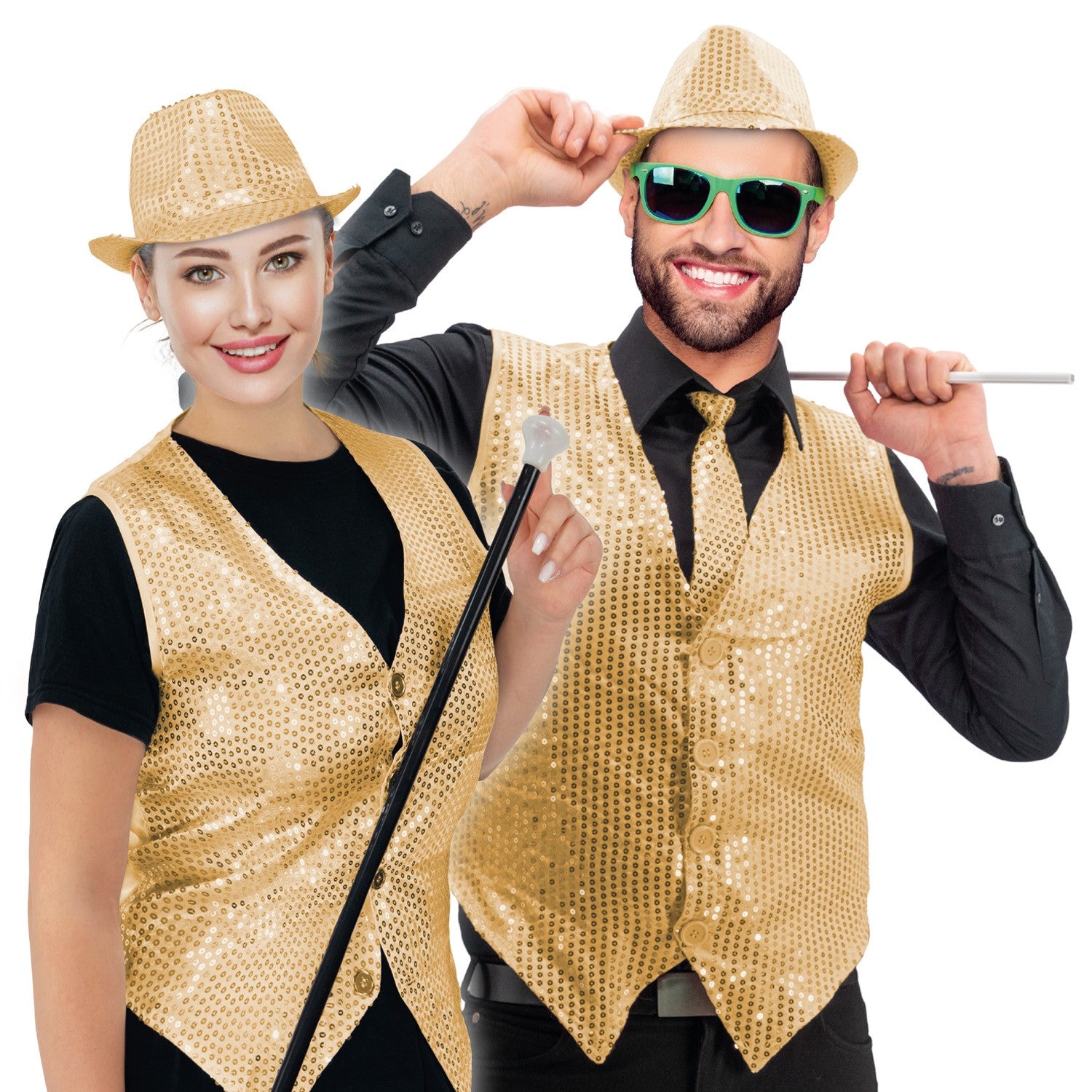 Pailletten Weste unisex - Gold 6