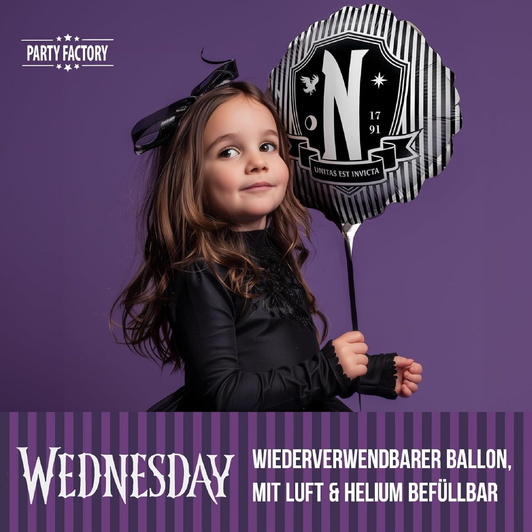 Wednesday Folienballon rund ø45 cm UNITAS EST INVICTA 2