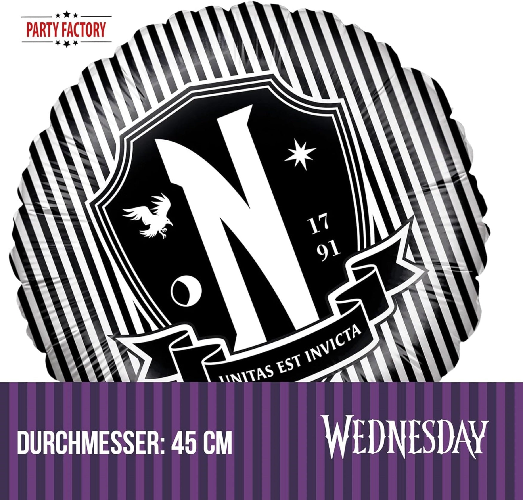 Wednesday Folienballon rund ø45 cm UNITAS EST INVICTA 3