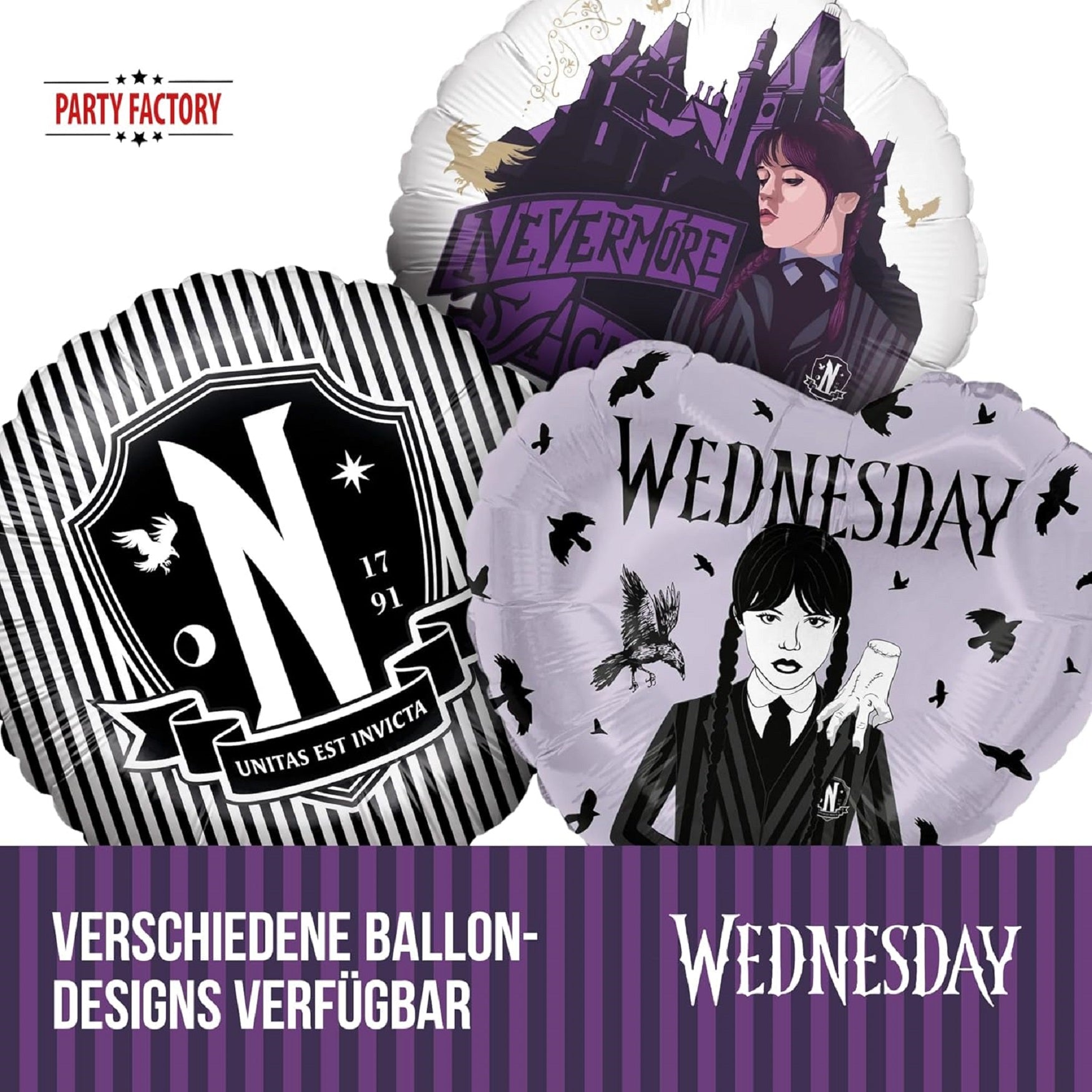 Wednesday Folienballon rund ø45 cm UNITAS EST INVICTA 4