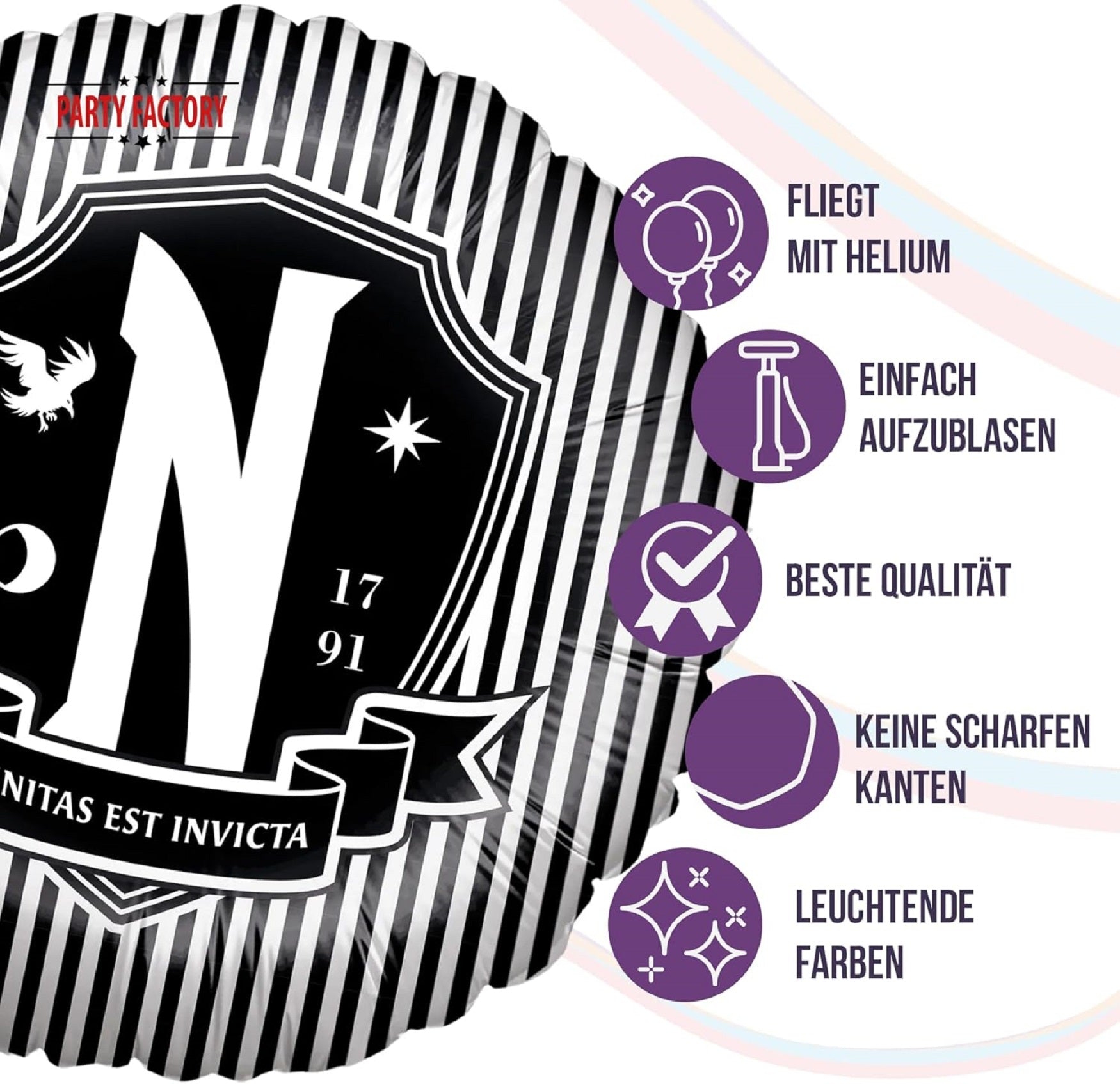 Wednesday Folienballon rund ø45 cm UNITAS EST INVICTA 5