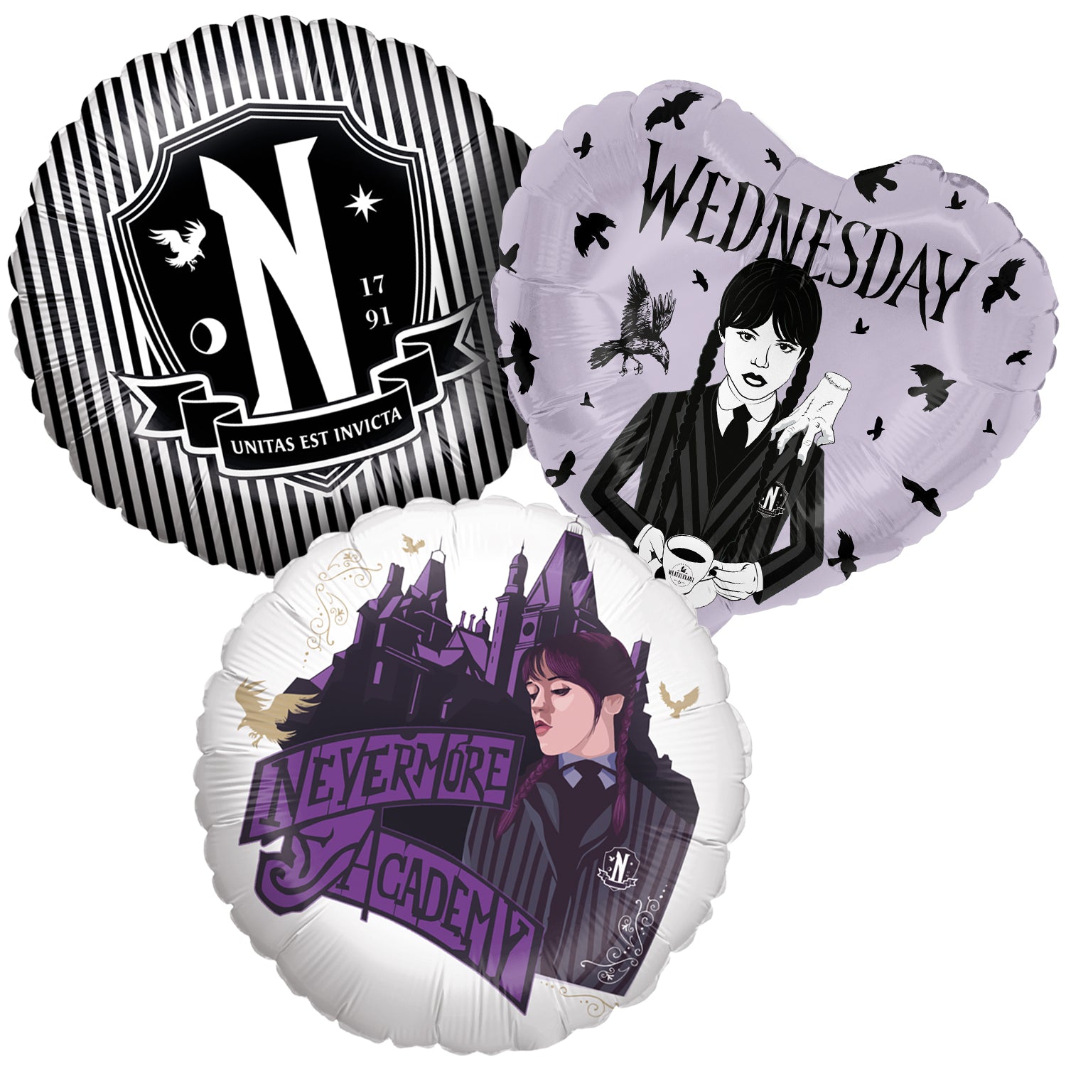 Wednesday 3er-Set Folienballons Ø45 cm