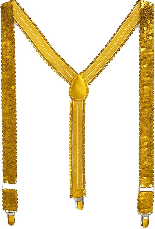 Paillettenhosenträger goldfarben verstellbare Hosenträger glänzend