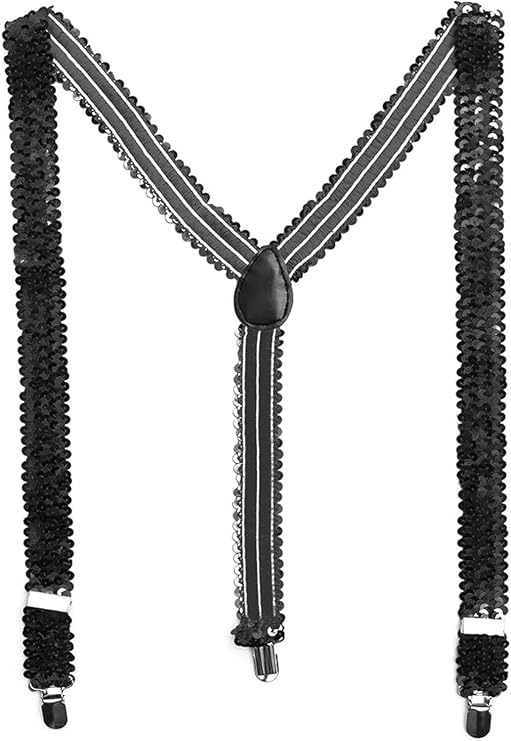 Paillettenhosenträger schwarz größenverstellbar