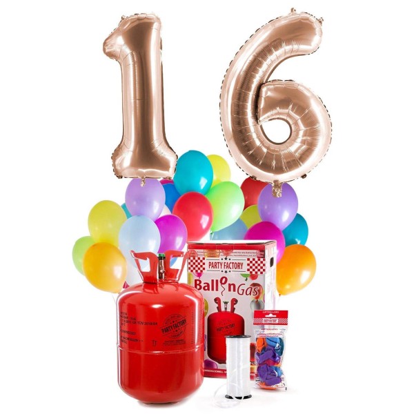 Helium Geburtstags-Komplettset "16 roségold"