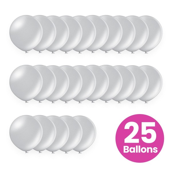 25er Set silberne Luftballons, 25cm