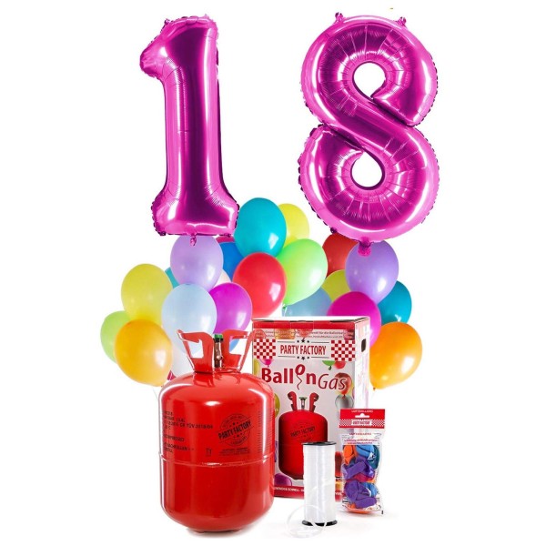 Helium Geburtstags-Komplettset "Pinke 18"