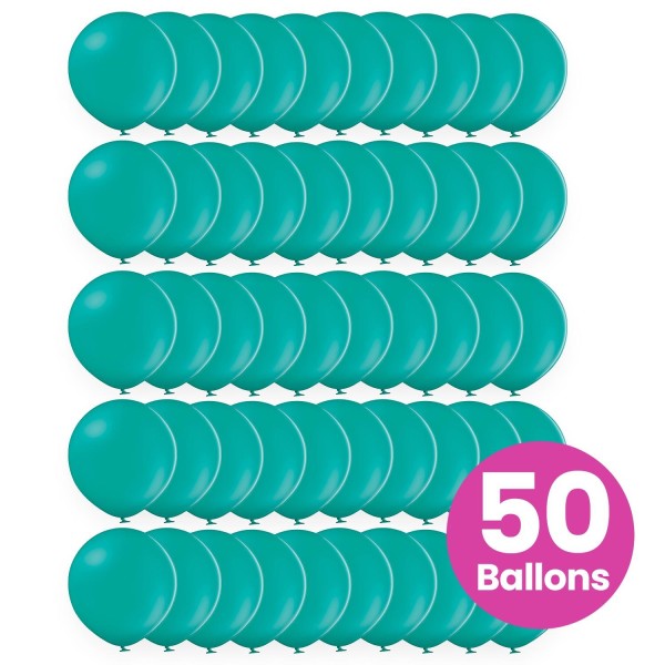 50er Set türkise Luftballons, ø25cm