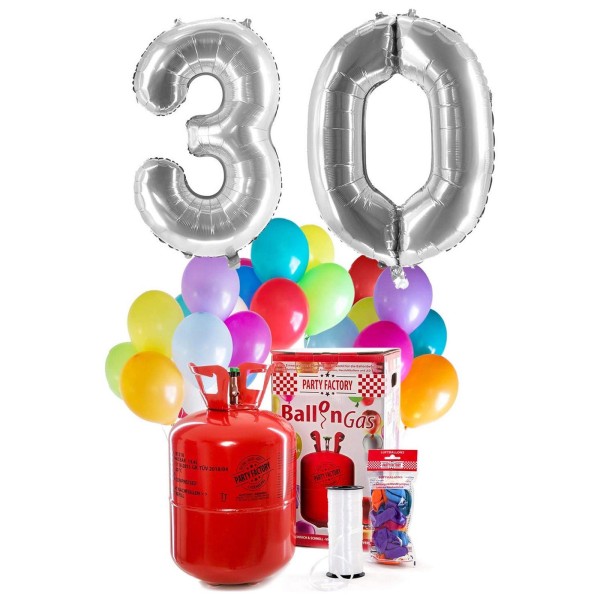 Helium Geburtstags-Komplettset "Silberne 30"