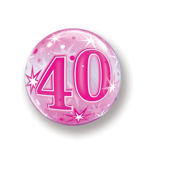 Bubble Ballon pink Zahl "40", 55cm