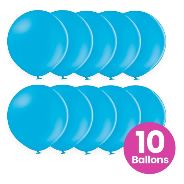 10er Set hellblaue Luftballons, 25cm