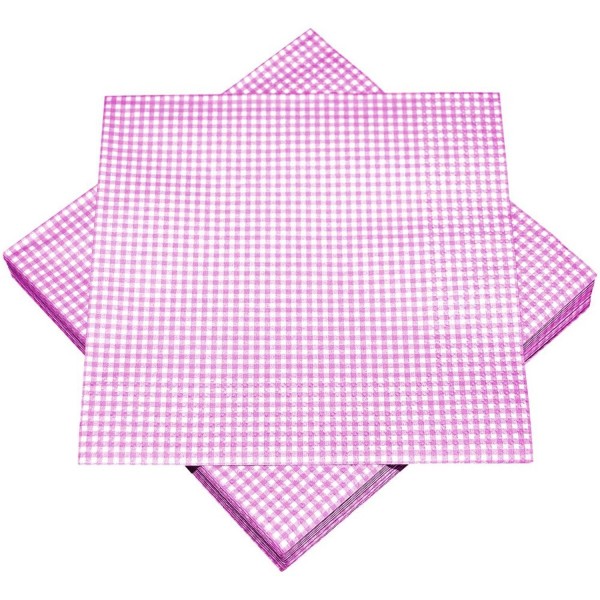 20 servietten mit motiv karos pink