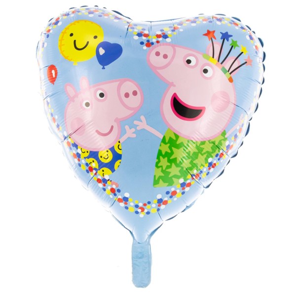 Party Factory `Peppa Wutz´ Folienballon Herz, Ø45cm, bunt, Peppa Pig und George, Schweinchen, Helium