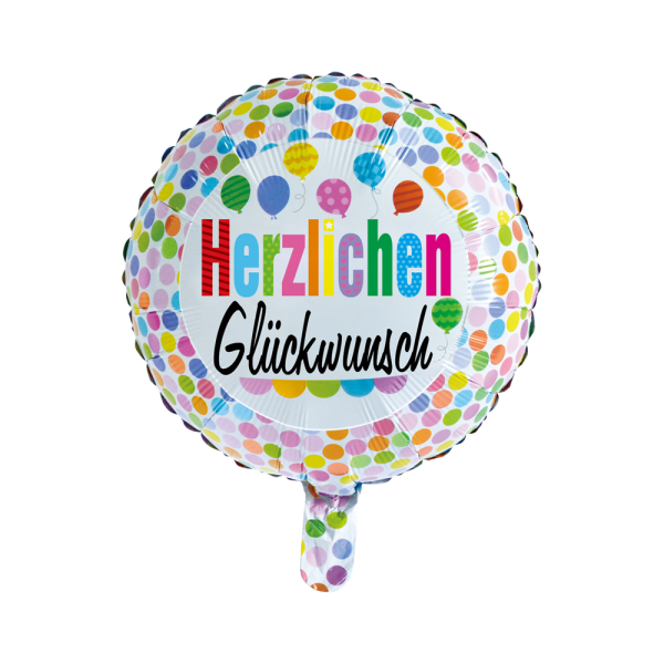 folienballon herzlichen glueckwunsch rund, 45cm