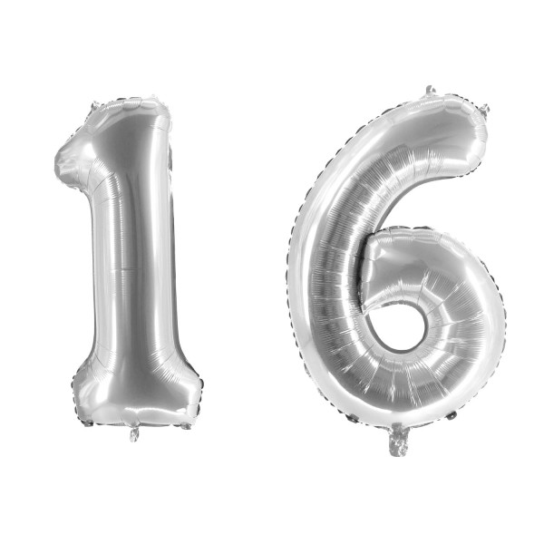 Helium Geburtstags-Komplettset "Silberne 16"