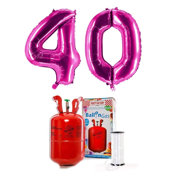 Helium-Set "Pinke 40" mit XXL Zahlenballons + 0,2m³ Ballongas