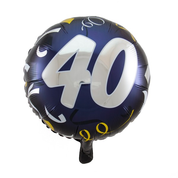 Folienballon blauschwarz "40", 45cm