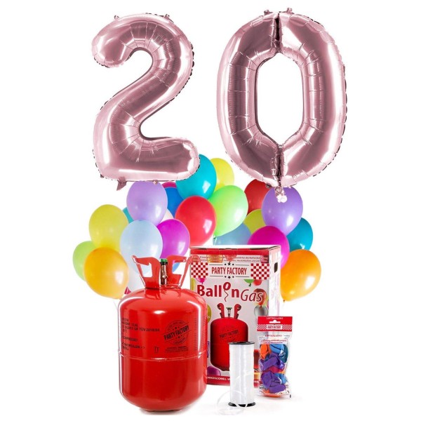 Helium Geburtstags-Komplettset "20 rosé"