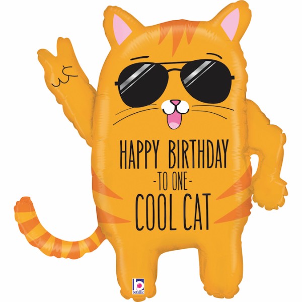Shape Folienballon "Happy Birthday To One Cool Cat", 54x63cm