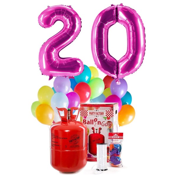 Helium Geburtstags-Komplettset "Pinke 20"