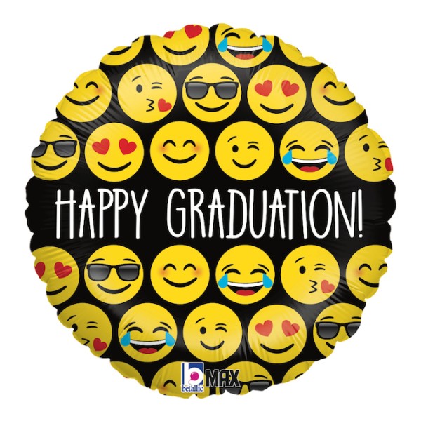 Folienballon Emoji "Happy Graduation", ø45cm