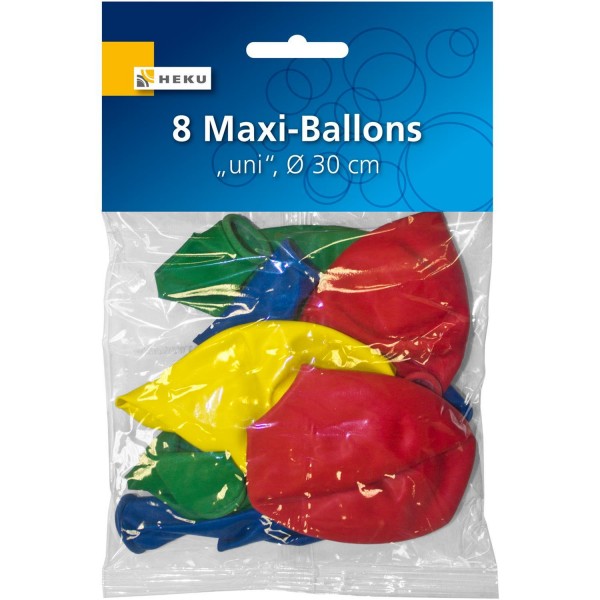 8 Maxi-Ballons "uni", bunt sortiert