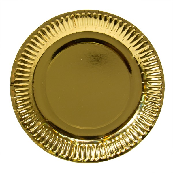 Goldfarbene Metallic Teller 23 cm - 8 Stück