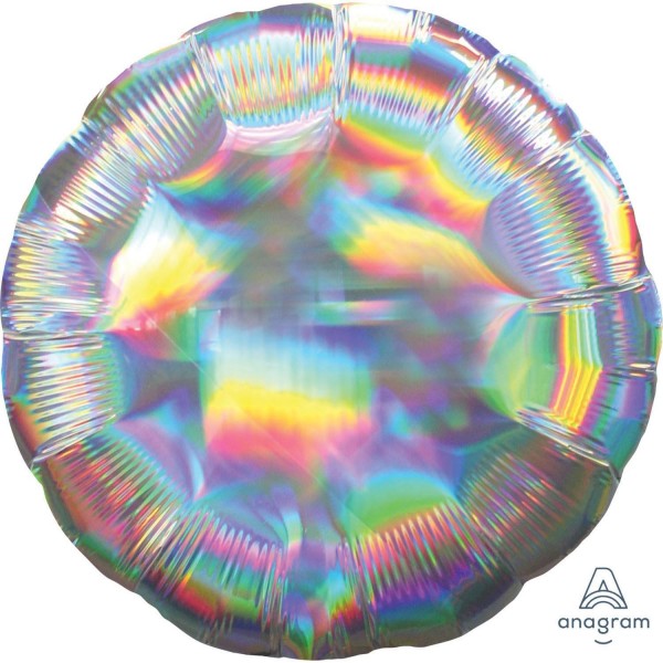 Holografischer Folienballon rund, silber ø45cm