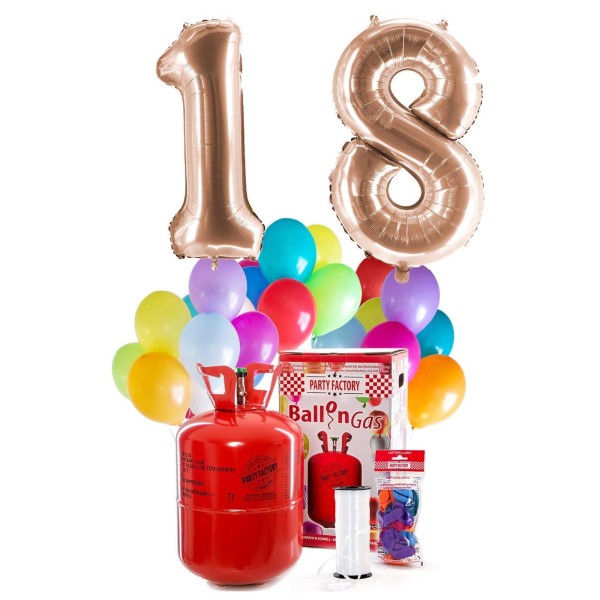 Helium Geburtstags-Komplettset "18 roségold"