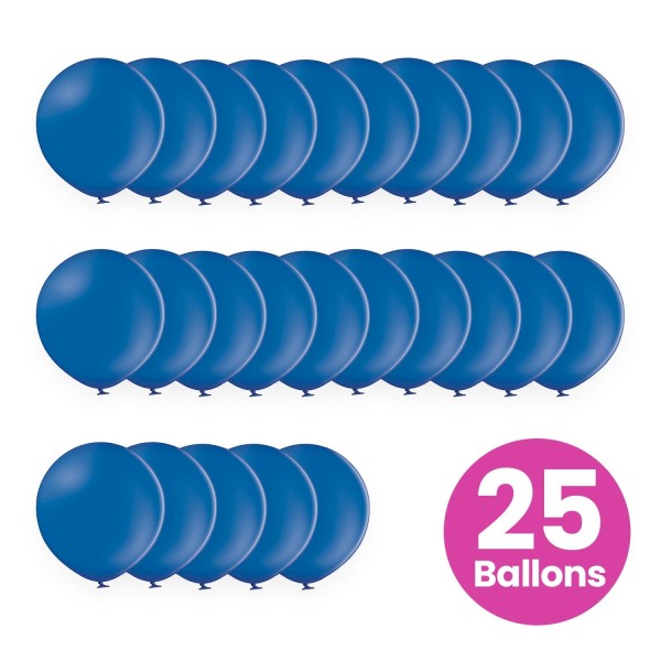 25er Set blaue Luftballons, 25cm