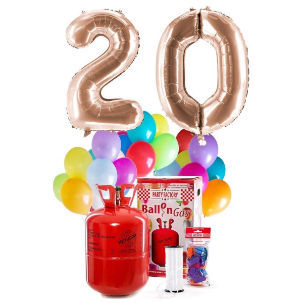 Helium Geburtstags-Komplettset "20 roségold"