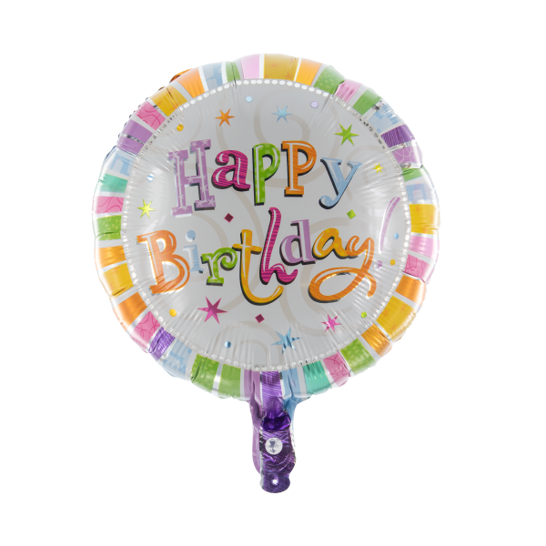 Folienballon Rund Happy Birthday Sterne 45cm