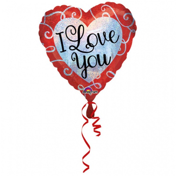 Glitzernder Herzballon "I Love You", 43cm